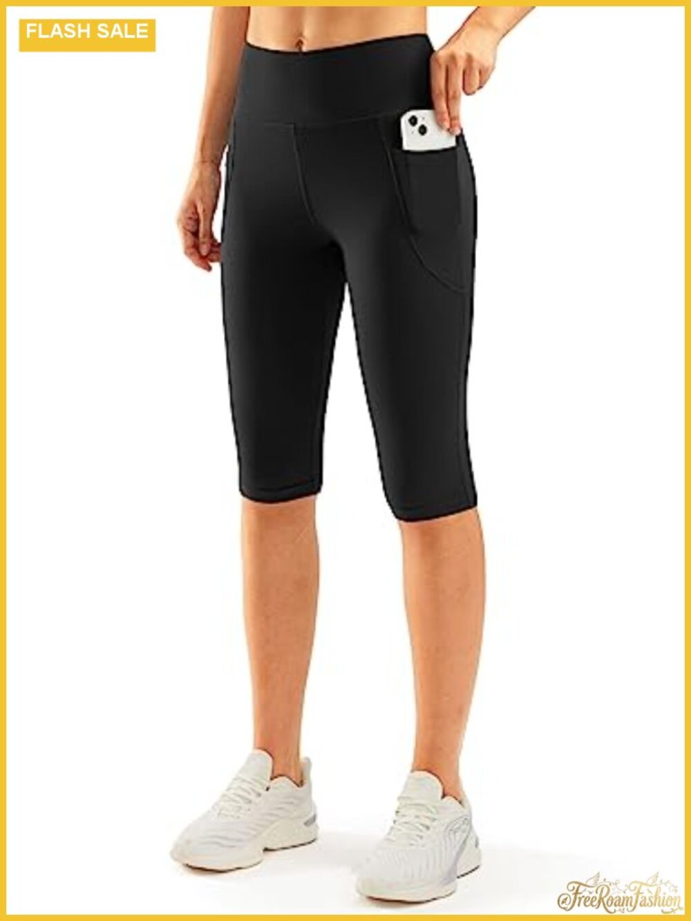 High Waisted Capri Leggings with Pockets 4-Way Stretch Yoga Pants